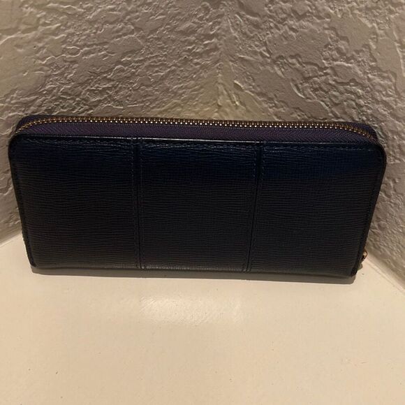Samantha Thavasa Zip Around Long Wallet Blue Leather Minimalist Casual Daily - Picture 2 of 11